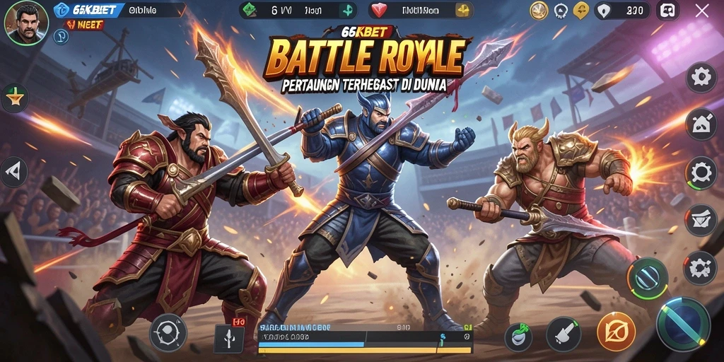 Tampilan seru gameplay Battle Royale di 66KBET.