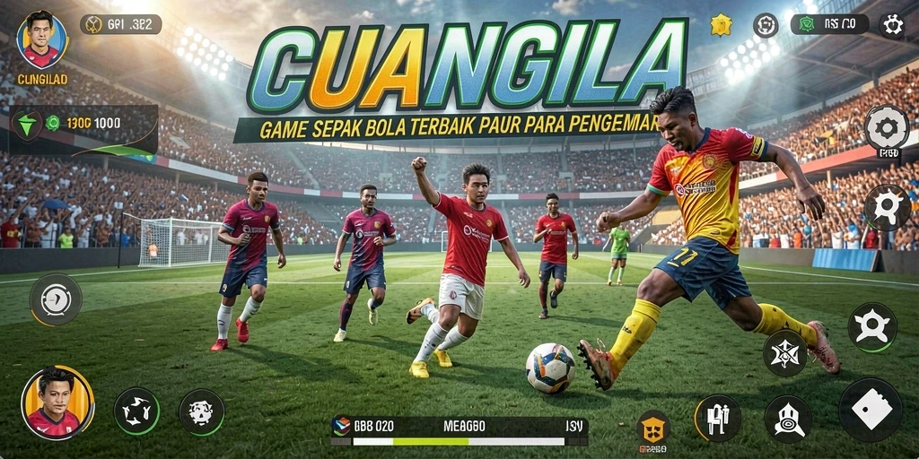 Tampilan gameplay CUANGILA dengan aksi sepak bola yang mendebarkan.