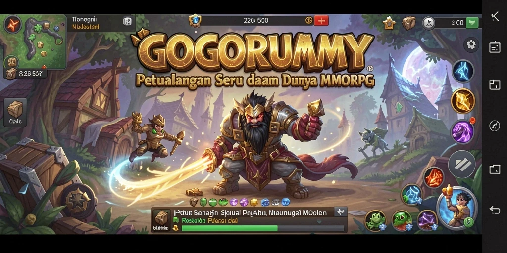 Tangkapan layar GOGORUMMY menampilkan pertarungan yang mendebarkan dalam MMORPG.