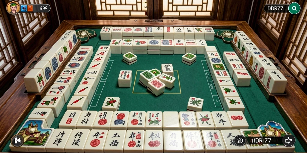 Tampilan gameplay menyenangkan dari IDR77 dengan berbagai tantangan Mahjong.