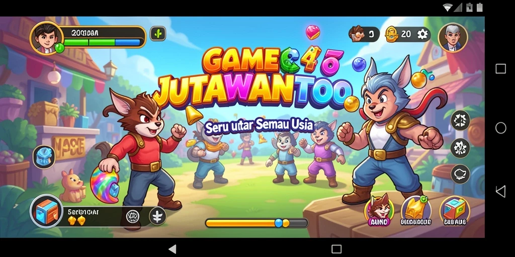 Screenshot gameplay JUTAWANTOTO yang penuh warna dan seru.