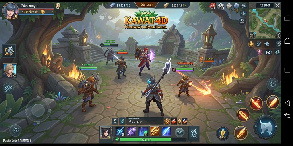 Tangkapan layar menunjukkan pertempuran seru dalam game MMORPG KAWAT4D.
